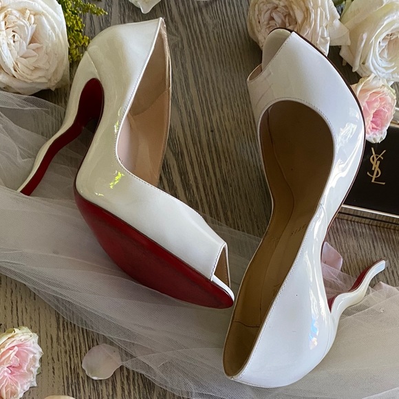 CHRISTIAN LOUBOUTIN JOLLYB WHITE SQUIGGLE HEELS - Picture 9 of 13